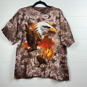 Brilliant images 90s tie dye eagle scene t-shirt single stitch hem brown size L